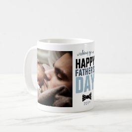 Modern Lycklig Fars dag 2 Photo Blue Bowtie Kaffemugg