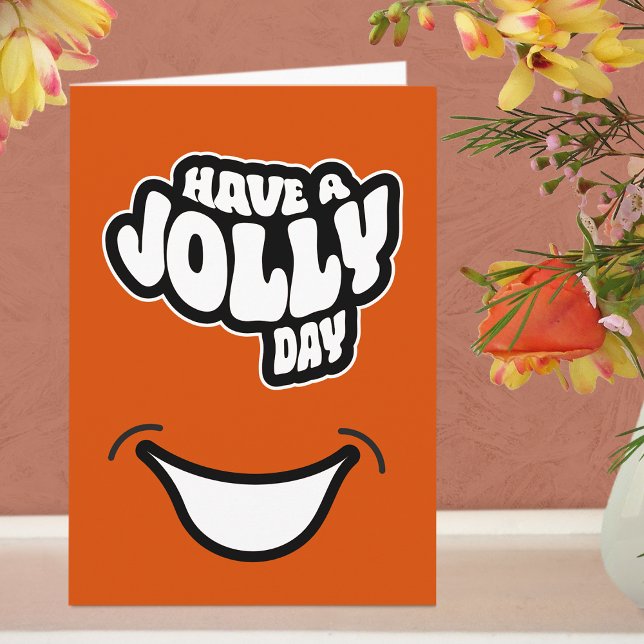 Modern Lycklig (födelse)Dagens texttappat gratulat Kort (Jolly Greeting Card - Orange)