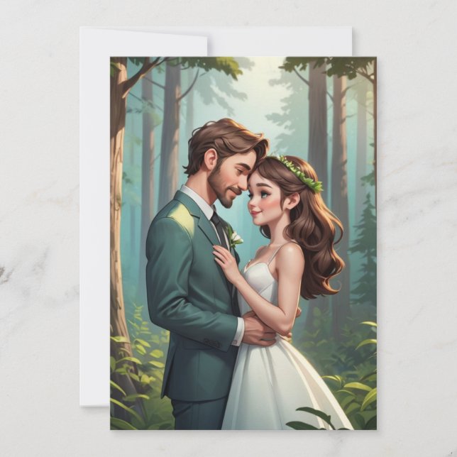 modern lycklig för evigt vigselreception  inbjudningar (Framsida)