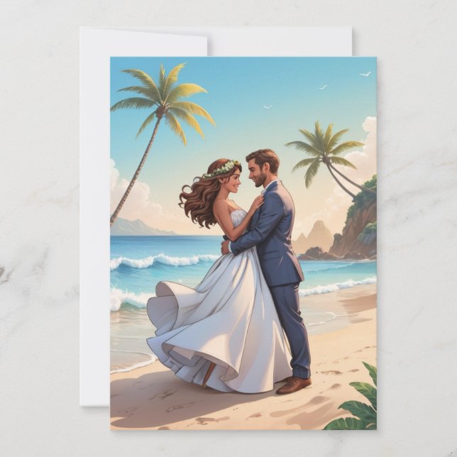 modern lycklig för evigt vigselreception  inbjudningar (Framsida)