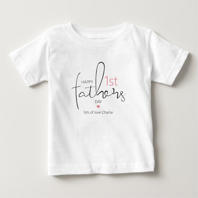 Modern Lycklig första Fars dag Baby T Shirt (Framsida)