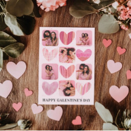 Modern Lycklig Galentine Rosa Hearts & Photo Julkort