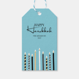 Modern Lycklig Hanukkah Candle Helgdag Gift Märkre Presentetikett