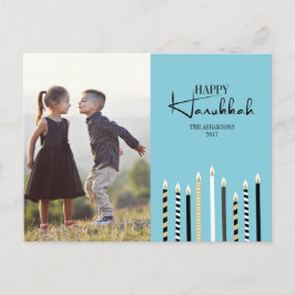 Modern Lycklig Hanukkah Candles Fotovykort Helg Vykort