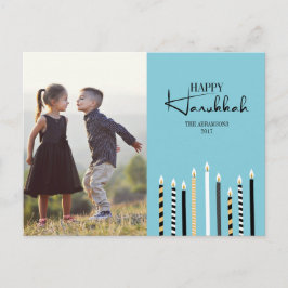 Modern Lycklig Hanukkah Candles Fotovykort Helg Vykort