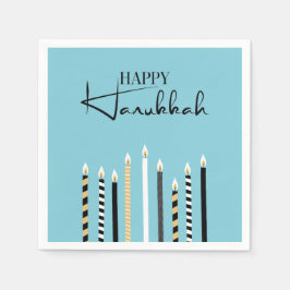 Modern Lycklig Hanukkah Candles Helgdag Napkins Pappersservett