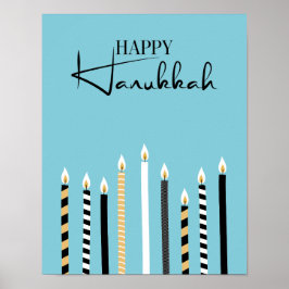Modern Lycklig Hanukkah Candles-Helgdag Poster tec