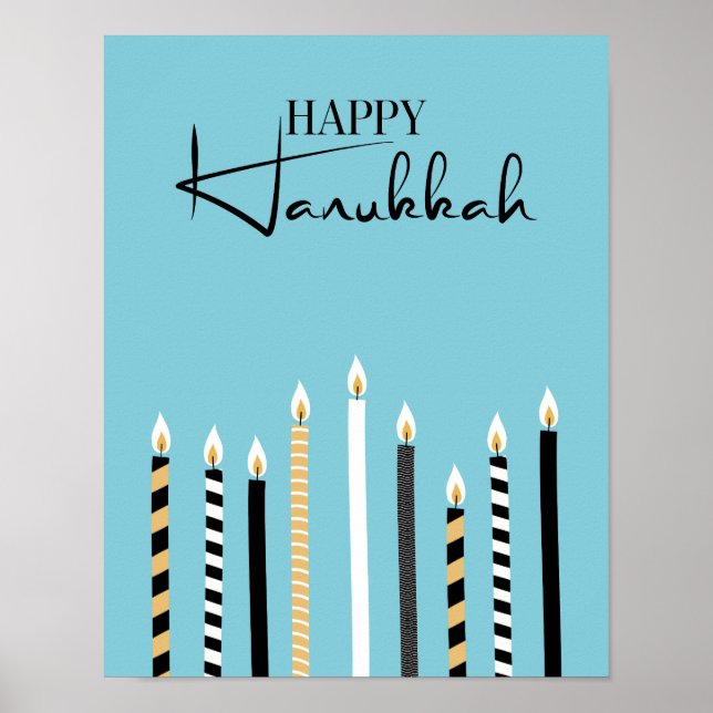 Modern Lycklig Hanukkah Candles-Helgdag Poster tec (Framsidan)