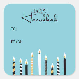 Modern Lycklig Hanukkah Candles Helgdag Sticker Fyrkantigt Klistermärke