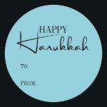 Modern Lycklig Hanukkah Candles Helgdag Sticker Runt Klistermärke<br><div class="desc">Anpassa anpassningsbarna ovan. Du hittar ytterligare samordningsposter i vår "Modern Lycklig Hanukah Candles"-samling.</div>
