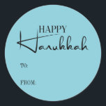 Modern Lycklig Hanukkah Candles Helgdag Sticker Runt Klistermärke<br><div class="desc">Anpassa anpassningsbarna ovan. Du hittar ytterligare samordningsposter i vår "Modern Lycklig Hanukah Candles"-samling.</div>