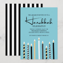Modern Lycklig Hanukkah Candles Julfest Card Inbjudningar