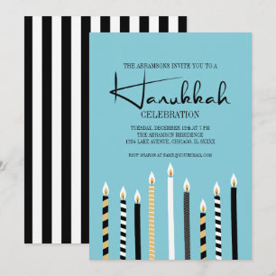 Modern Lycklig Hanukkah Candles Julfest Card Inbjudningar