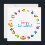 Modern Lycklig Hanukkah Dreidel Star Sufganiyah<br><div class="desc">Denna helgdagar är utformad med texten "Lycklig Hanukkah" i modern röd och blå typografi omgiven av drömmar,  guld mynt,  stjärnor och sufganiyah. #hanukkah #chanukah #helgdagar #säsong #festive #modern #dreidel #star #top #coin #guld ##starofdavid #design #designer #kort #hälsning #hälsningskort #Skrivverk</div>