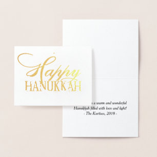Modern Lycklig Hanukkah Elegant Guld Finare Folierat Kort