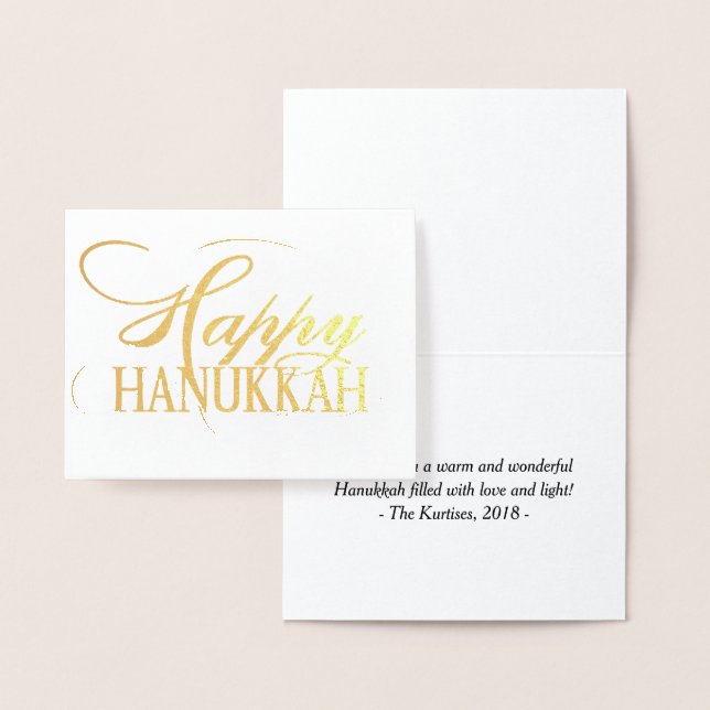 Modern Lycklig Hanukkah Elegant Guld Finare Folierat Kort (Display)