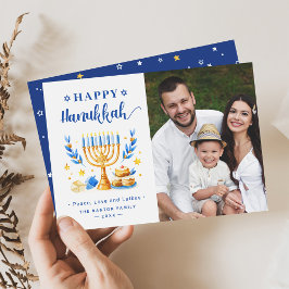 Modern Lycklig Hanukkah Peace Kärlek och Latkes Ph Julkort