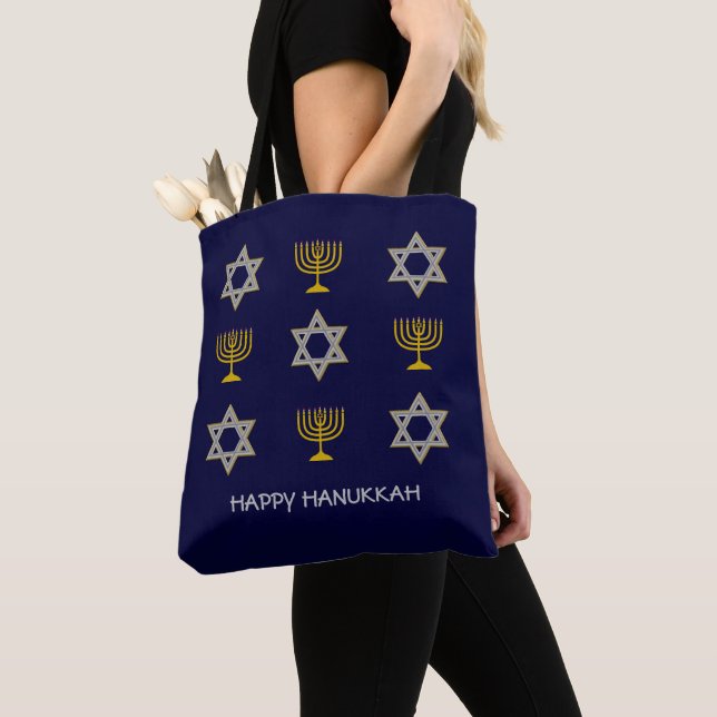 Modern LYCKLIG HANUKKAH Tygkasse (Närbild)