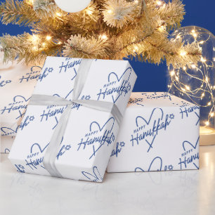 Modern Lycklig Hanukkah Typography Heart Presentpapper