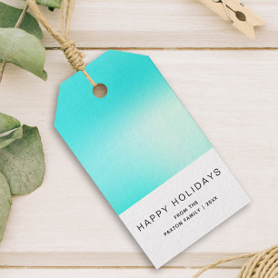 Modern Lycklig Helgdag Aqua Blue Presentetikett