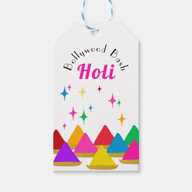 Modern Lycklig Holi Hindu Festival Färg Design Presentetikett (Framsidan)