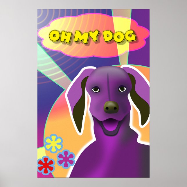 Modern Lycklig Hund-popkonst färgfull Lycklig Poster (Framsidan)