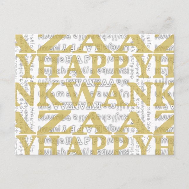Modern Lycklig Kwanzaa Guld Vykort (Framsida)