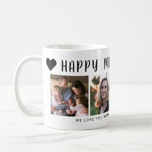 Modern Lycklig Mors dag Mamma Heart Photo Grid Kaffemugg
