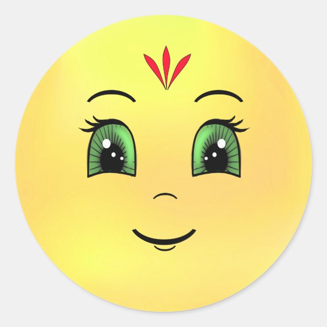 Modern Lycklig Sol Runt Klistermärke (Framsida)