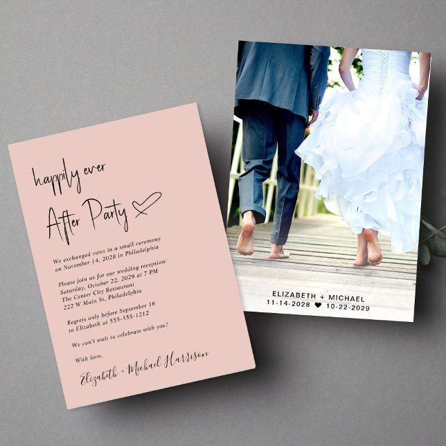 Modern, lyckligtvis allt efter att fotobröllopet t inbjudningar (An chic Happily Ever After Party invitation for your wedding celebration)