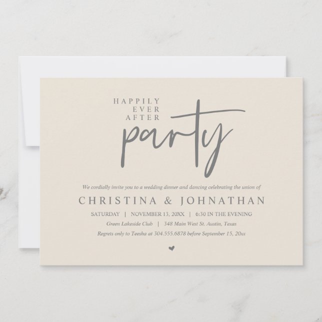 Modern lyckligtvis ända efter Party Bröllop-middag Inbjudningar (Framsida)