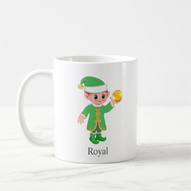 Modern Lyckoelf med kalligrafi & monogram Kaffemugg (Vänster)