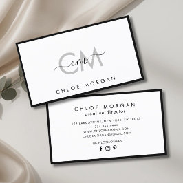 Modern lyx chic svart vit script signatur visitkort