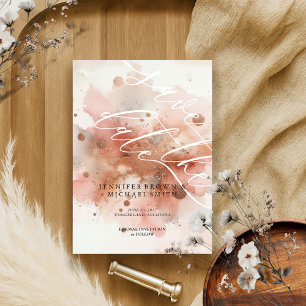 Modern Lyx Elegant Rosa Guld Vattenfärg Bröllop Spara Datumet