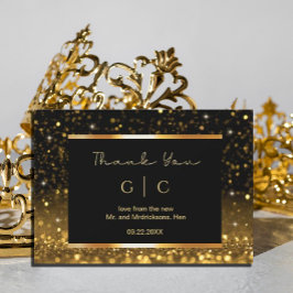 Modern Lyx Guld Svarta Glitter Tack Kort