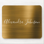 Modern lyx i Eleganten Gold Foil Musmatta<br><div class="desc">Faux Guld Metallic Foil Girly Office Business Mousepad med vit stavad typografi för monogramnamnteckning. Monogrammed Namnteckning Guld Faux Foil Mouse-plattan kan anpassas med ditt namn. Kontakta designern om du vill ha anpassade matchande objekt.</div>