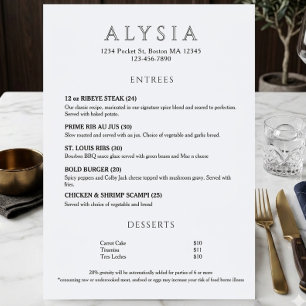 Modern Lyx Minimalistisk Restaurang Meny