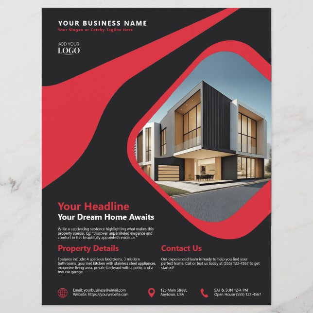 Modern lyx Real Gods Marknadsföring Black & Red Reklamblad (Framsidan)