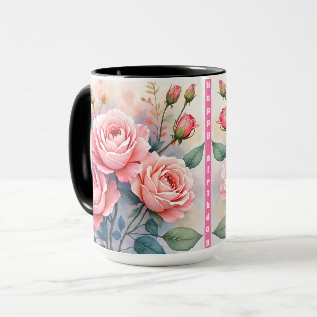 Modern Lyx Rosa Rosor Vacker Kollektion Mugg (Framsida vänster)