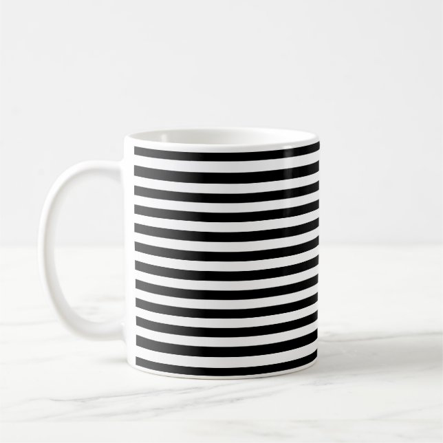 Modern lyx svart och vitt rand mönster kaffemugg (Vänster)