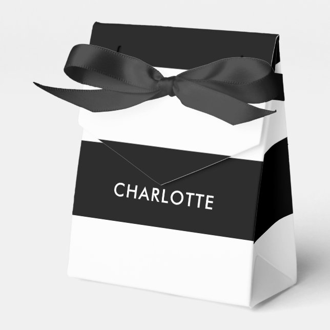 Modern lyx svart och vitt rand mönster presentaskar (Framsidan Sidan)