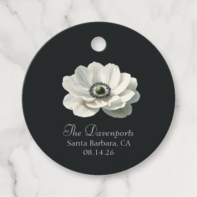 Modern lyxblomma, svart och vit Bröllop Gåvor Etiketter (Framsida)