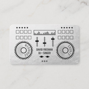 Modern lyxfolie av silver, svart dj, musikvändning visitkort