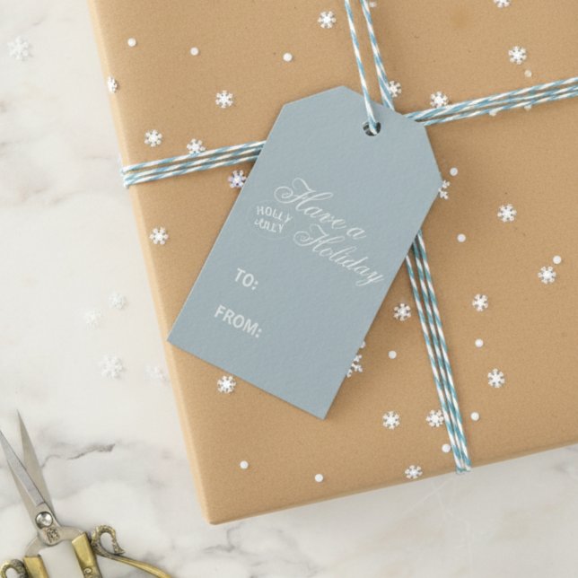 Modern Lyxfont Blå Högtid Presentetikett (Send holiday greetings with a modern flair! )
