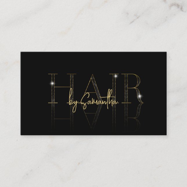 modern lyxhårstylist ro guld typografi visitkort (Framsida)