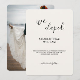 Modern Lyxig Elopement Annonserings Fotokort Inbjudningar