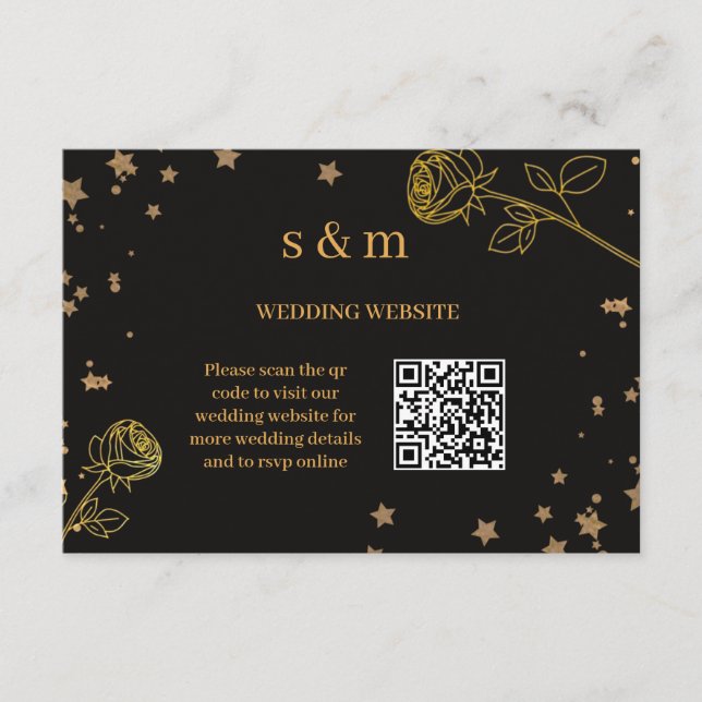 Modern Lyxig Guld Folie QR-kod Bröllopswebbplats Tilläggskort (Framsida)