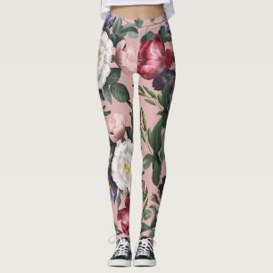 Modern lyxig romantisk rosa i ro-trädgården leggings