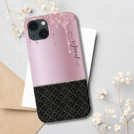 Modern lyxig Rosa Black Chic Glitter Drift