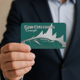 Modern Lyxig Teal Silver graverad stil Bil Visitkort